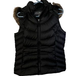 Eddie Bauer Down vest with Faux Fur removable collar